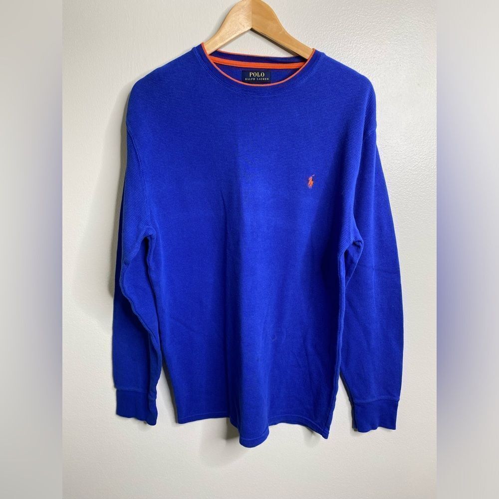 Polo Ralph Lauren Men's Blue Waffle Knit Thermal Pullover Top XL